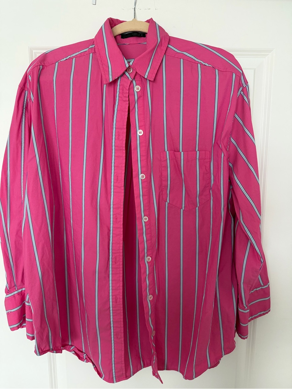 Zara Pink Striped Button-Down Shirt